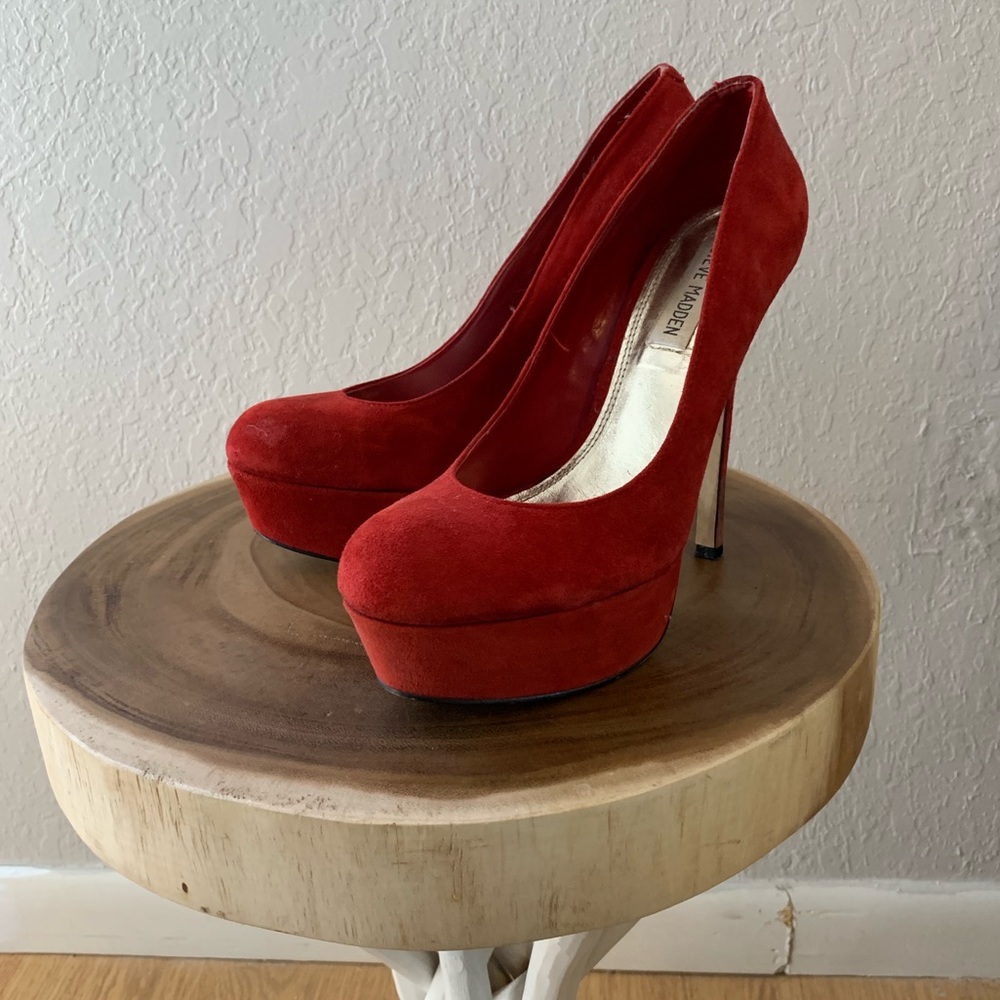Steve Madden Red Suede Platform Stiletto Pumps